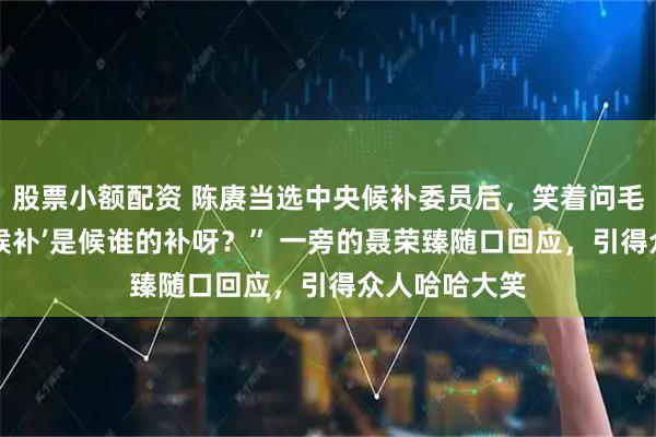 股票小额配资 陈赓当选中央候补委员后，笑着问毛主席：“这‘候补’是候谁的补呀？” 一旁的聂荣臻随口回应，引得众人哈哈大笑